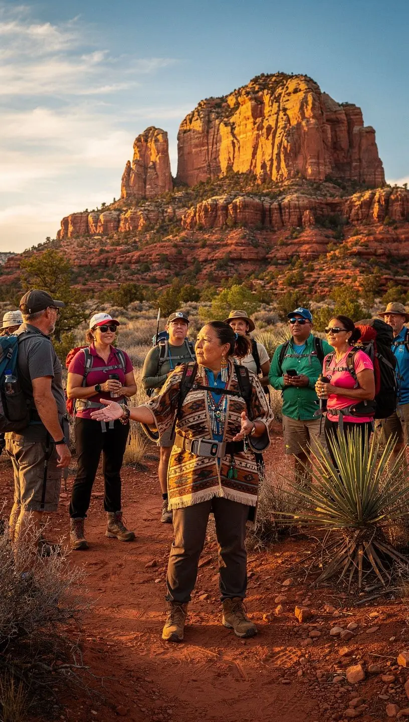 Local guide assisting travelers in a vibrant city