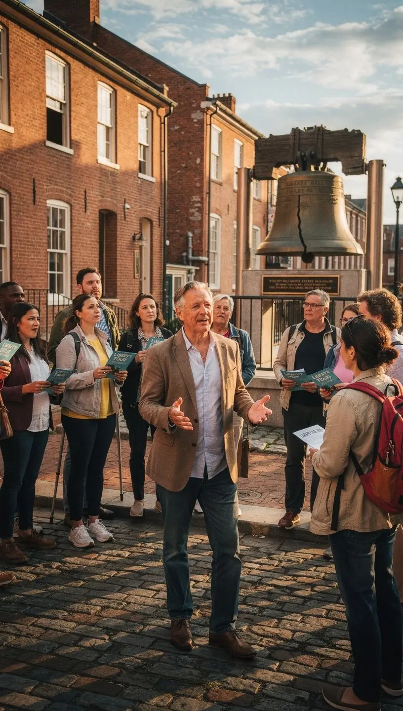 Traveler exploring city with knowledgeable local guide.